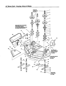 Housing/Arbors/Blades 4 Diagram and Parts List for YT2050 1694637 Snapper Lawn Tractor