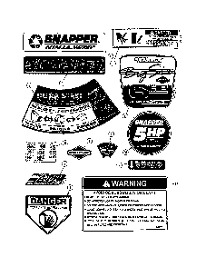 Decals Diagram and Parts List for NFR216012  Snapper Lawn Mower