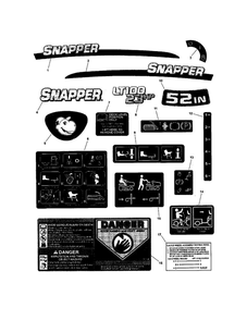 Decals Diagram and Parts List for CLT23460 7800344 Snapper Lawn Tractor
