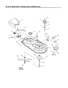Housing/Arbors/Blades 1 Diagram and Parts List for ELT2044 2690594 Snapper Lawn Tractor