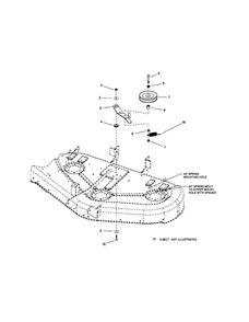 44 Inch Mower Deck-Belt/Idler Arm/Hitch Diagram and Parts List for LT2044 2690714 Snapper Lawn Tractor