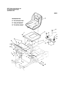 Seat Mount/Floor Diagram and Parts List for 5900709  Snapper Lawn Mower