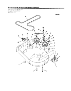 Pulleys/Belts/Idler Arm 2 Diagram and Parts List for 5900709  Snapper Lawn Mower