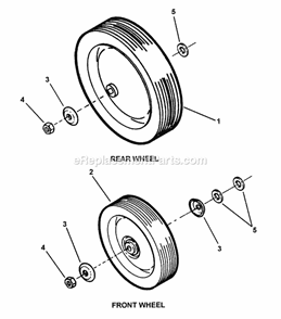 Wheels Front  Rear Diagram and Parts List for CP215519HV 7800038 Snapper Lawn Mower
