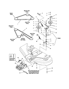 50 Inch Mower Deck-Clutch/Support Diagram and Parts List for YT2044 2690268 Snapper Lawn Tractor