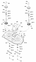 38 Mower Deck - Housing Arbors  Blade Diagram and Parts List for ELT16538RD 2690935 Snapper Lawn Tractor