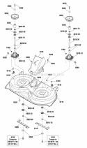 96Cm Mower Deck - Housing Arbors  Blade Diagram and Parts List for ERPX17538RDF  Snapper Lawn Tractor