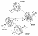Front  Rear Wheels Diagram and Parts List for EXP21551VE  Snapper Lawn Mower