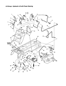 Hydraulic Lift With Power Steering Diagram and Parts List for GT23540 1694621 Snapper Lawn Tractor