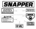 Decals Diagram and Parts List for 2811X6S  Snapper Lawn Tractor