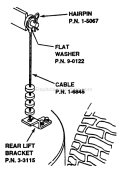 Deck Hanger Detail - Cable Hung (Rear Lift Arm) Diagram and Parts List for EGT180H335K 80398 Snapper Lawn Tractor