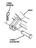 Deck Hanger Detail - Cable Hung (Front Lift Arm) Diagram and Parts List for EGT180H335K 80398 Snapper Lawn Tractor