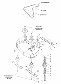 32 Rear Discharge Mower Deck - Housing Spindles Blades  Pulleys Group Diagram and Parts List for HC32RDKAV13ECE  Snapper Lawn Mower