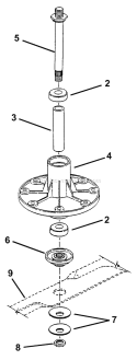 Spindle Assembly Diagram and Parts List for HZS14381BVE  Snapper Lawn Tractor