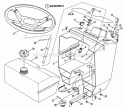 Steering Wheel Console Fuel Tank Diagram and Parts List for LT140H38ABV 80561 Snapper Lawn Tractor