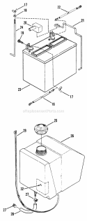 Fuel Tank Battery Diagram and Parts List for LT14H411KV 80086 Snapper Lawn Tractor