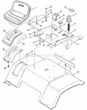 Seat Rear Fender Diagram and Parts List for LT14H411KV 80086 Snapper Lawn Tractor