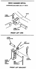 Deck Hanger Detail Diagram and Parts List for LT16001  Snapper Lawn Tractor