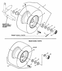 Wheels Front  Rear Diagram and Parts List for LT160H42FBV2  Snapper Lawn Tractor