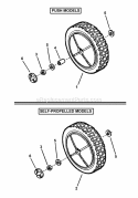 Rear Wheels Diagram and Parts List for MR216518B 80458 Snapper Lawn Mower