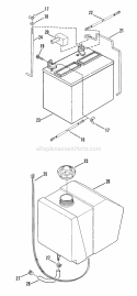 Dash Panel Fuel Tank Battery (Part 2) Diagram and Parts List for LT12D331B  Snapper Lawn Tractor