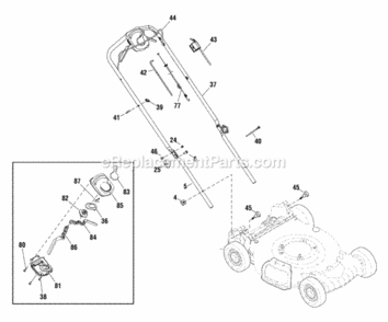 Handle_Group Diagram and Parts List for SP105 7800961-00 Snapper Lawn Mower