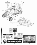 Decals Group - 42 46  52 Deck Diagram and Parts List for SPX2352  Snapper Lawn Tractor