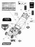 Decals Group - Electric Start Diagram and Parts List for SPXV22725E  Snapper Lawn Mower