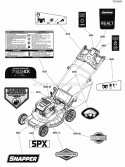 Decals Group Diagram and Parts List for SPXV22725  Snapper Lawn Mower