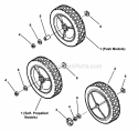 Rear Wheels Diagram and Parts List for 215012  Snapper Lawn Mower