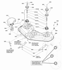 52 Mower Deck - Housing Arbors  Blades Diagram and Parts List for YT2452F 2690938 Snapper Lawn Tractor
