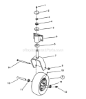 Caster Wheel Assembly Diagram and Parts List for ZMT2500KH  Snapper Lawn Tractor