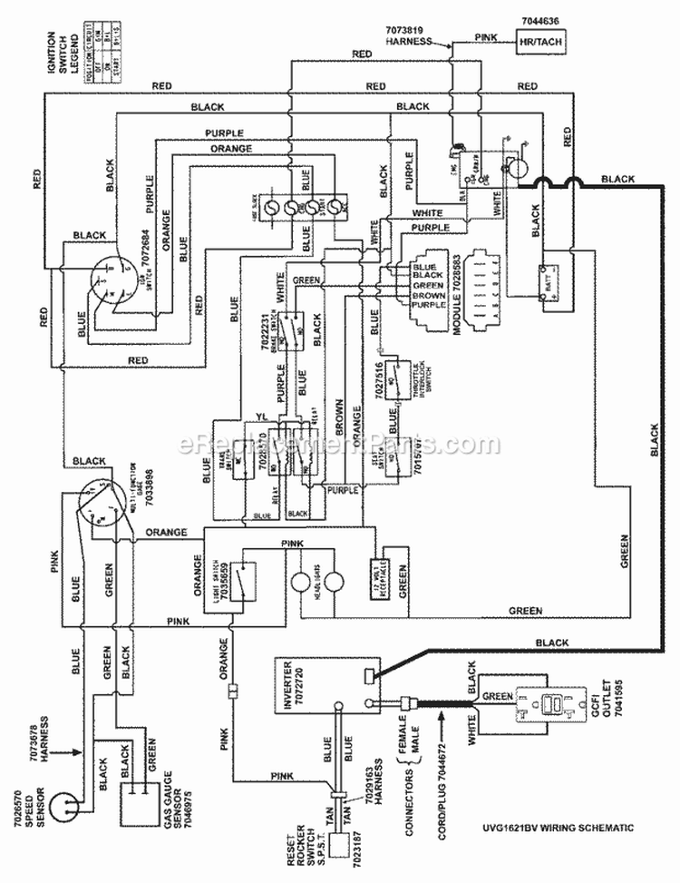Page AB Diagram and Parts List for UVG1621BV 7085632 Snapper Lawn Tractor