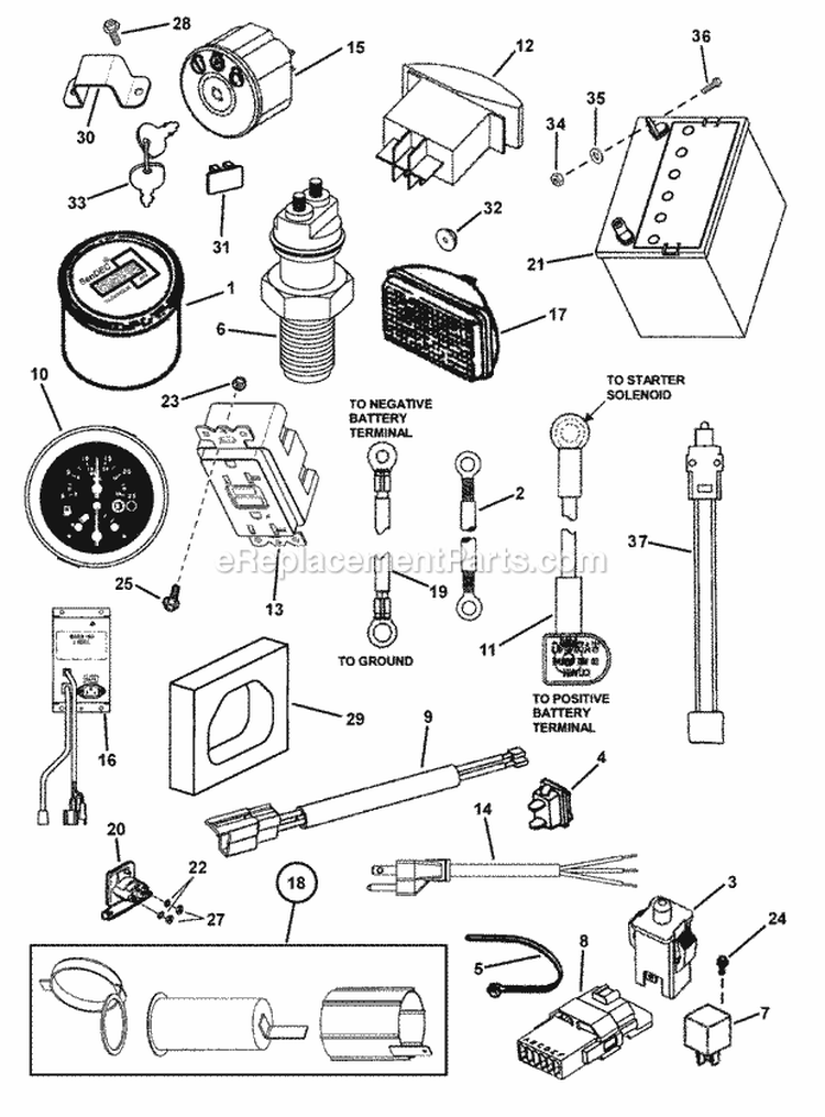 Electrical Group Diagram and Parts List for UVGT1621BV 7085903 Snapper Lawn Tractor