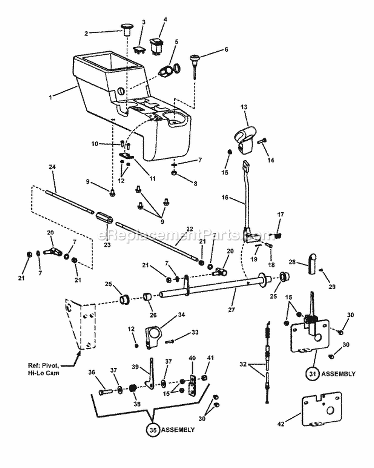 Seat Pedestal Group- Controls Diagram and Parts List for UVGT1621BV 7085903 Snapper Lawn Tractor