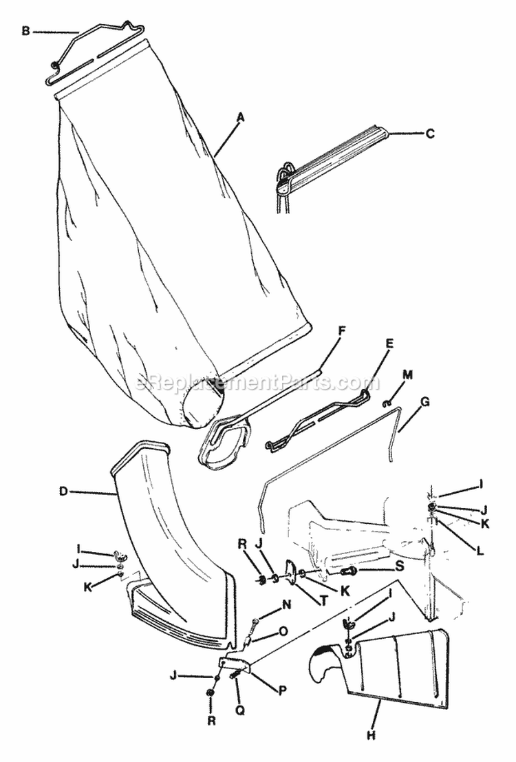 Side Chute Adapter Grass Bag Diagram and Parts List for CV212PH  Snapper Lawn Mower