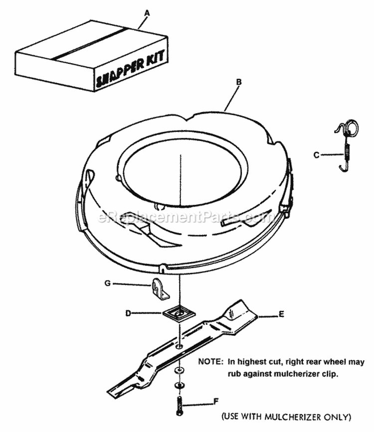 Mulcherizer Kit  Parts Diagram and Parts List for CV212PH  Snapper Lawn Mower