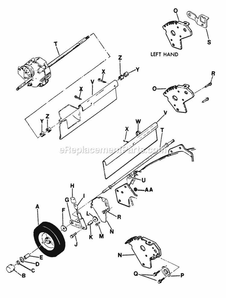 Rear Wheels Brackets Latches Guard Diagram and Parts List for CV212PH  Snapper Lawn Mower