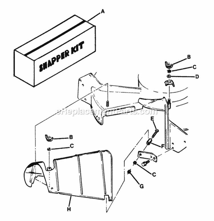 Side Chute Kit Diagram and Parts List for CV212PH  Snapper Lawn Mower