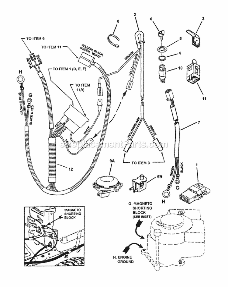 Electrical Systems (For 9 11  115Hp Briggs Recoil) Diagram and Parts List for W281023BVE 84884 Snapper Lawn Tractor