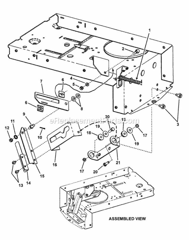 Yoke Lift Components Diagram and Parts List for 281323BVE 84876 Snapper Lawn Tractor