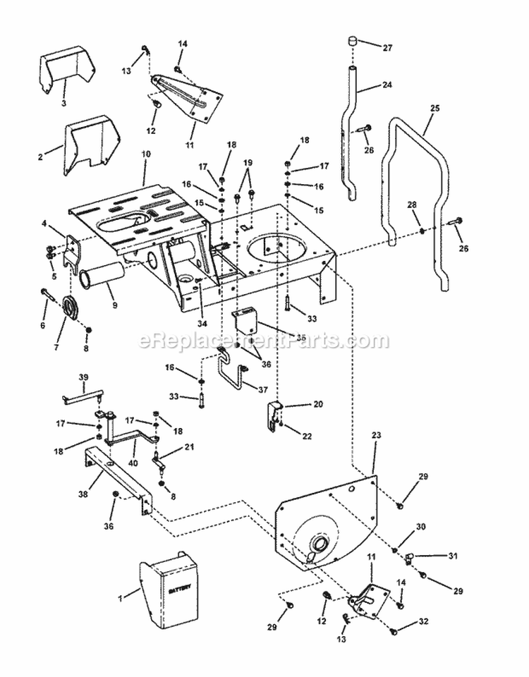 Main Case  LH Fender Diagram and Parts List for 3013523BVE 7085625 Snapper Lawn Tractor