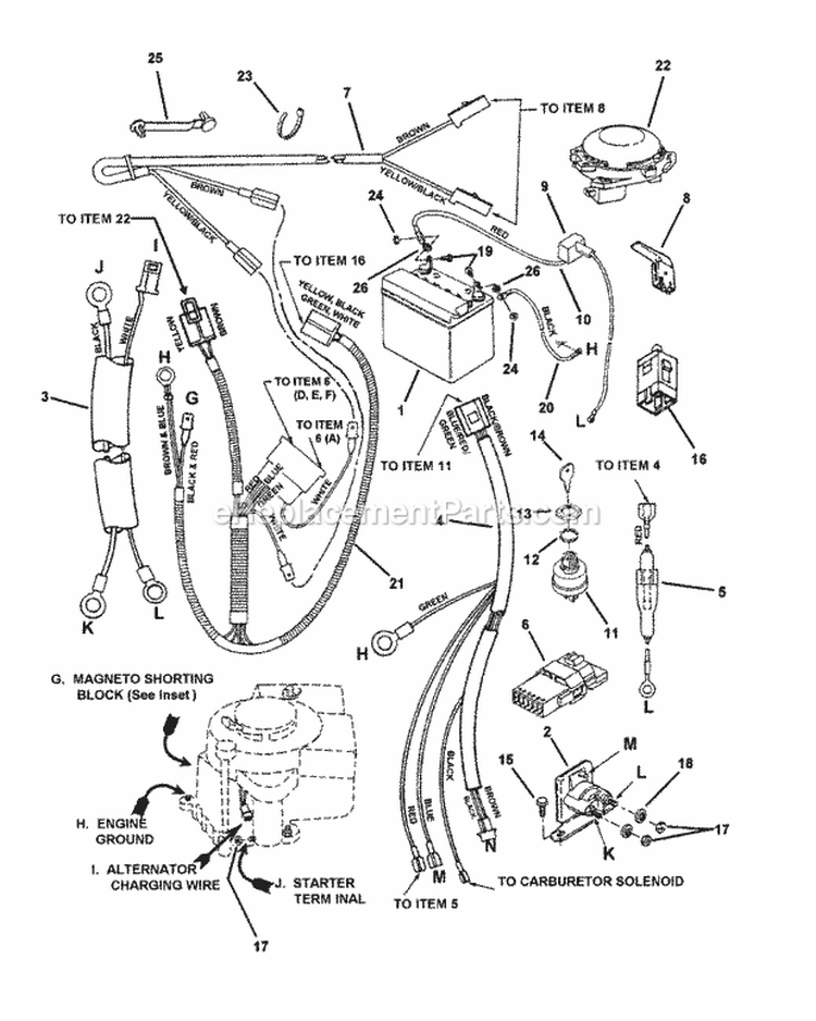 Electrical System (13  135Hp Briggs) Diagram and Parts List for 3013523BVE 7085625 Snapper Lawn Tractor
