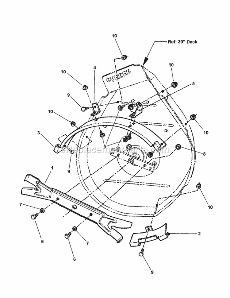 30 Deck Recycling Components Diagram and Parts List for 3013523BVE 7085625 Snapper Lawn Tractor
