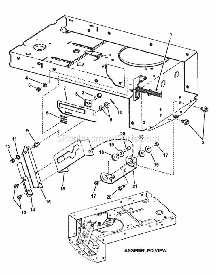 Yoke Lift Components Diagram and Parts List for 301123BVE 84875 Snapper Lawn Tractor