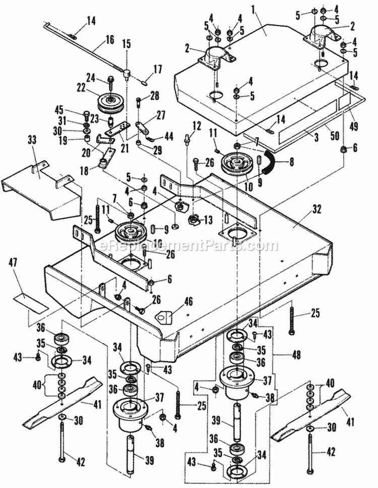 36 Mower Deck Diagram and Parts List for W361252KW  Snapper Lawn Mower