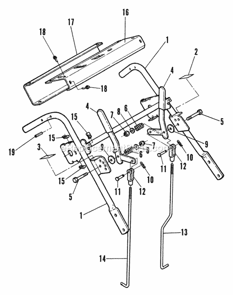 Upper Handle BladeVariable Speed Linkage Diagram and Parts List for W32081  Snapper Lawn Mower