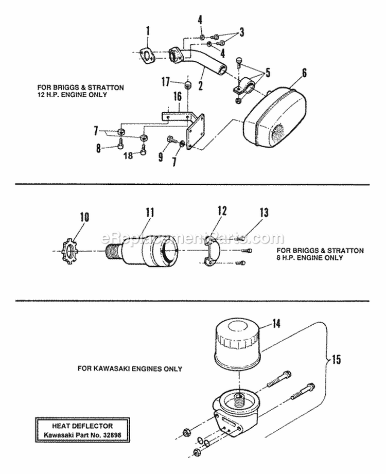 Engine Components Diagram and Parts List for W32081  Snapper Lawn Mower