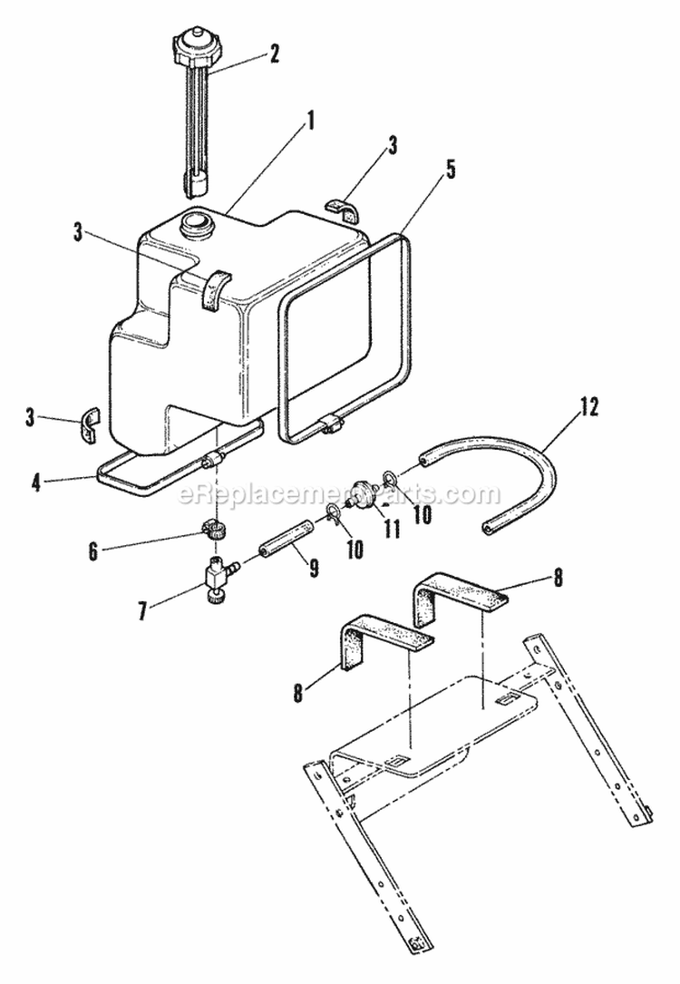 Fuel Tank Assembly Diagram and Parts List for W32081  Snapper Lawn Mower