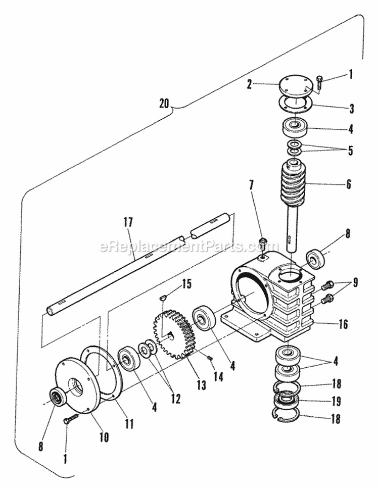 Gearbox Assembly Diagram and Parts List for W32081  Snapper Lawn Mower